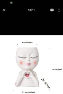 Girl Face Head Planter White With Live Succulent -Cheap Plantly Store 1695271918 4