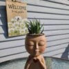 Girl Face Head Planter Brown With Live Succulent -Cheap Plantly Store 1695272308 1